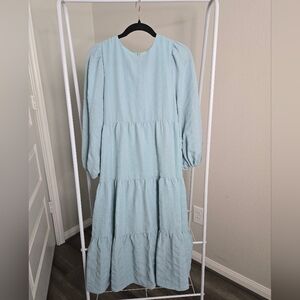 Aura Light Blue Long Sleeve Dress